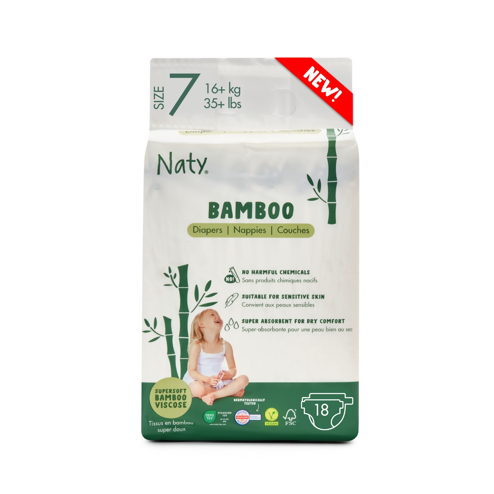 18 x Bamboo viscose diapers (Size7), , large, Eco by Naty